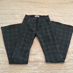 Free People Penny Pull On Plaid Green Tartan Flares Jeans size 26